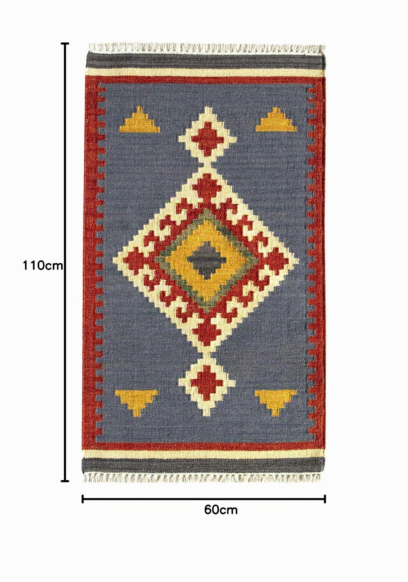 HAMID - Kelim Teppich Lori mit Geometrischem Oriental Design - 100% Wolle - Handgeknüpfter Kelim - Flurteppich, Wohnzimmer, Schlafzimmer, Wohnzimmer (D.1, 110x60cm)