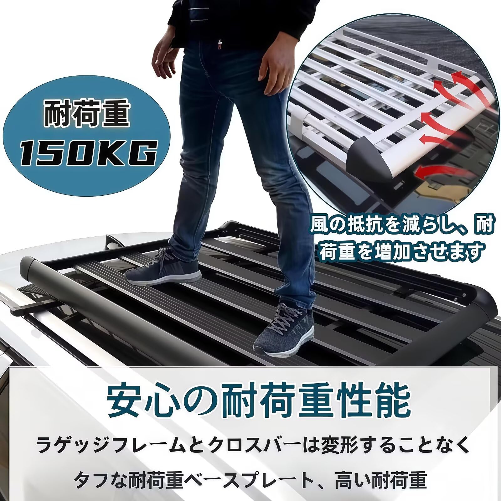 Amazon.co.jp: TUIYIDUO ルーフラック ルーフキャリア アルミ 汎用型 