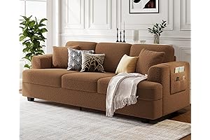 KKL Deep Seat Oversized Dark Brown Couch Sofa Sleeper for Living Room