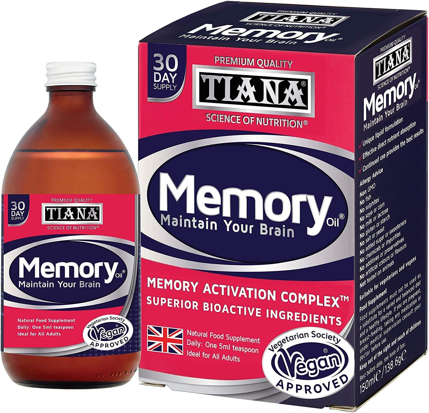 Memory Alpha Vegan Memory & Focus Supplement Liquid 150ml (Pack of 2) – Omega-3 DHA ...