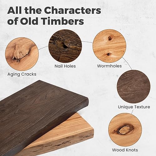 Miniatura 7 de RICHFOCUS Live Edge - Estantes flotantes de olmo, 30 pulgadas de ancho x 9.3 pulgadas de profundidad, estantes de pared de madera maciza rústica con