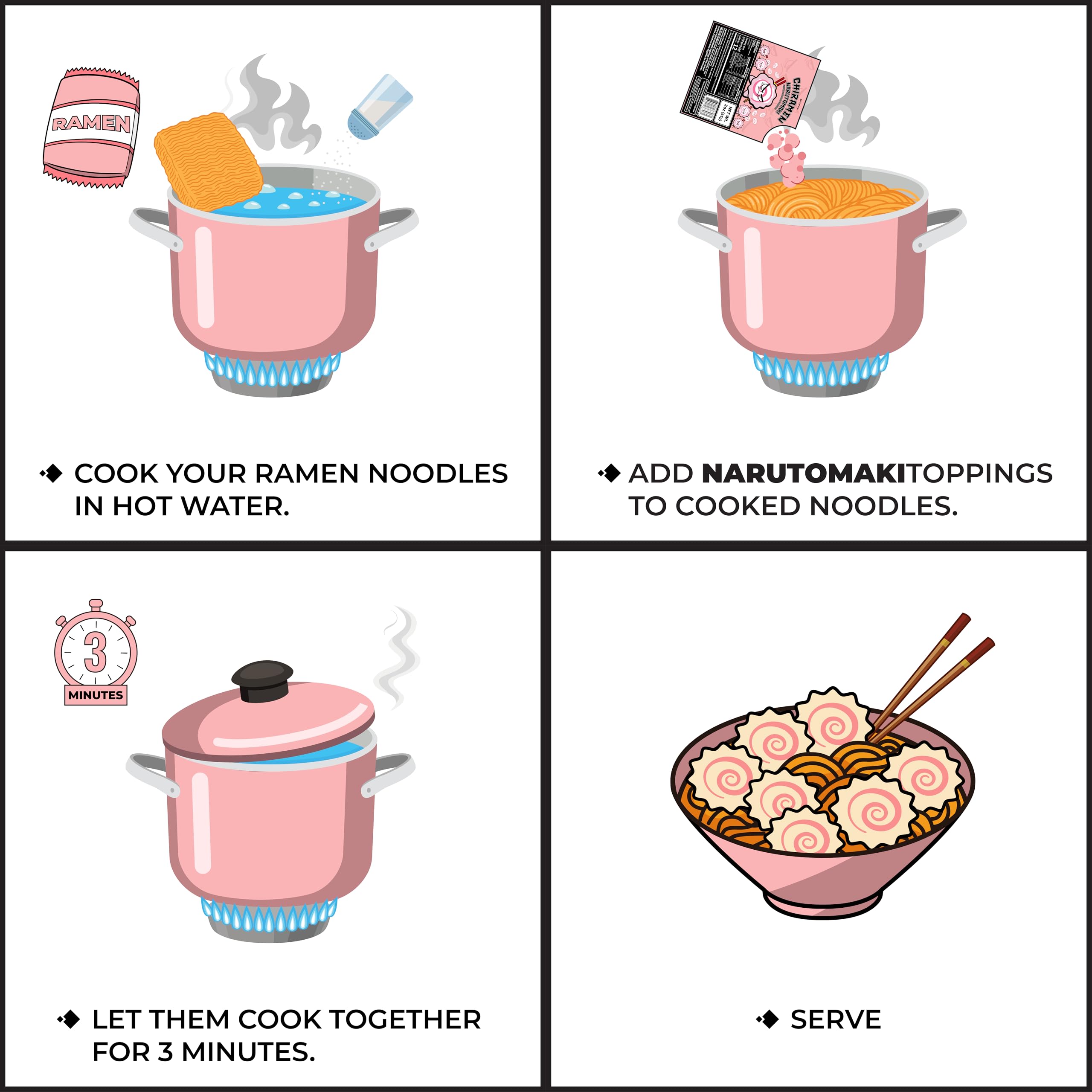 CHIRAMEN Dried Narutomaki Fish Cake Ramen Toppings – Classic Japanese Fish Cake Slices with Pink Swirl – Instant Noodle Topping for Ramen Bowls, Cup Noodles, Udon & Soup Garnish