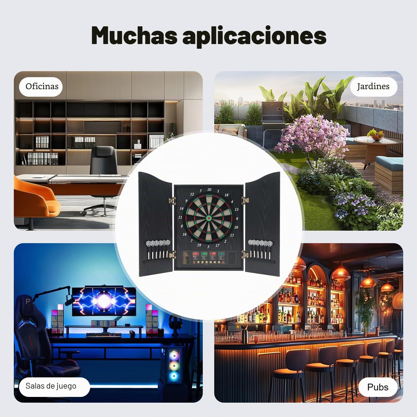 Diana electrónica profesional Set 243 variantes para 1 a 16 jugadores con puertas de MDF y 12 flechas, 88 cabezales para oficinas, jardines, salas de fiestas