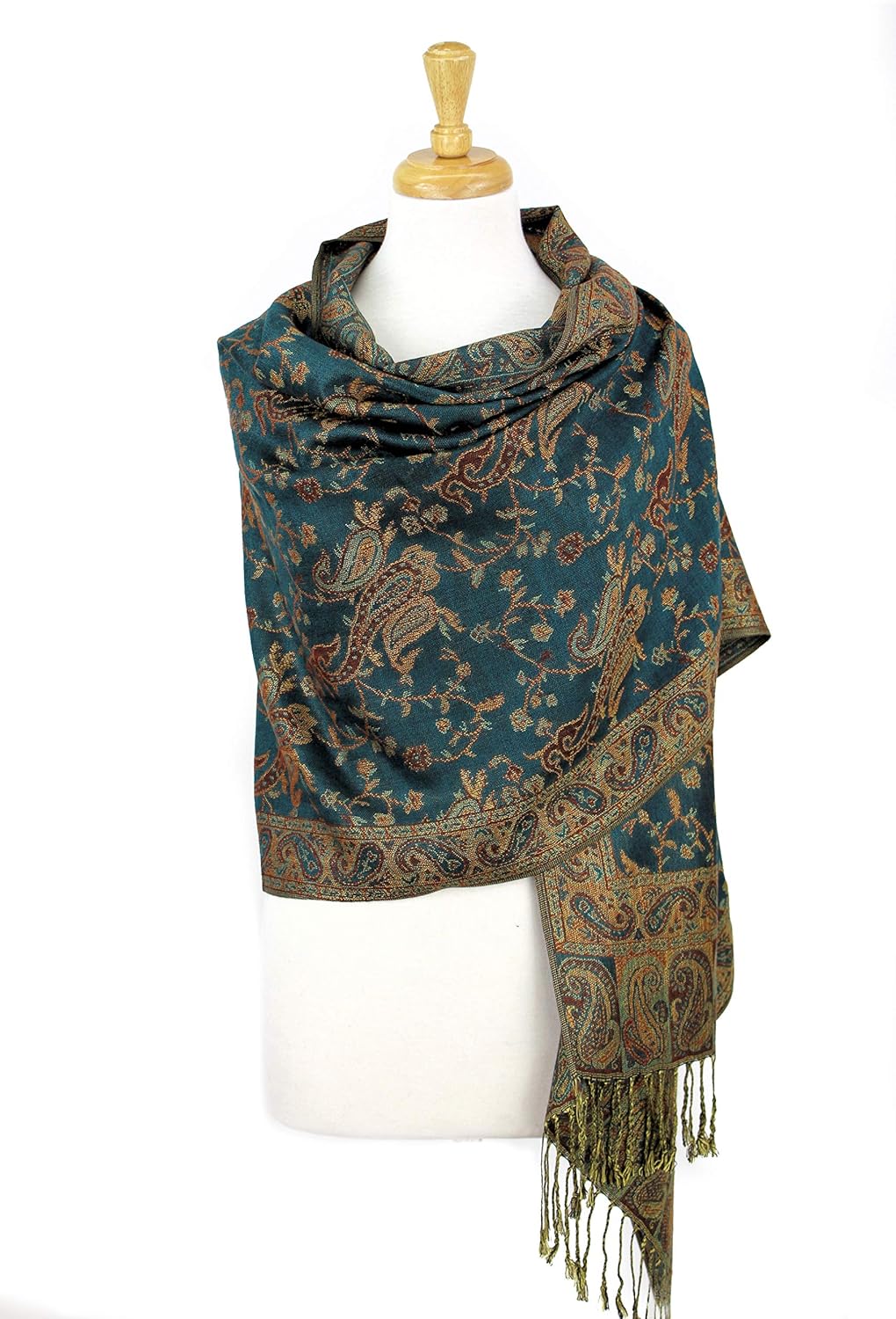 PASKMLNA Reversible Paisley Pashmina Shawl Wrap Elegant Colors - Image 3
