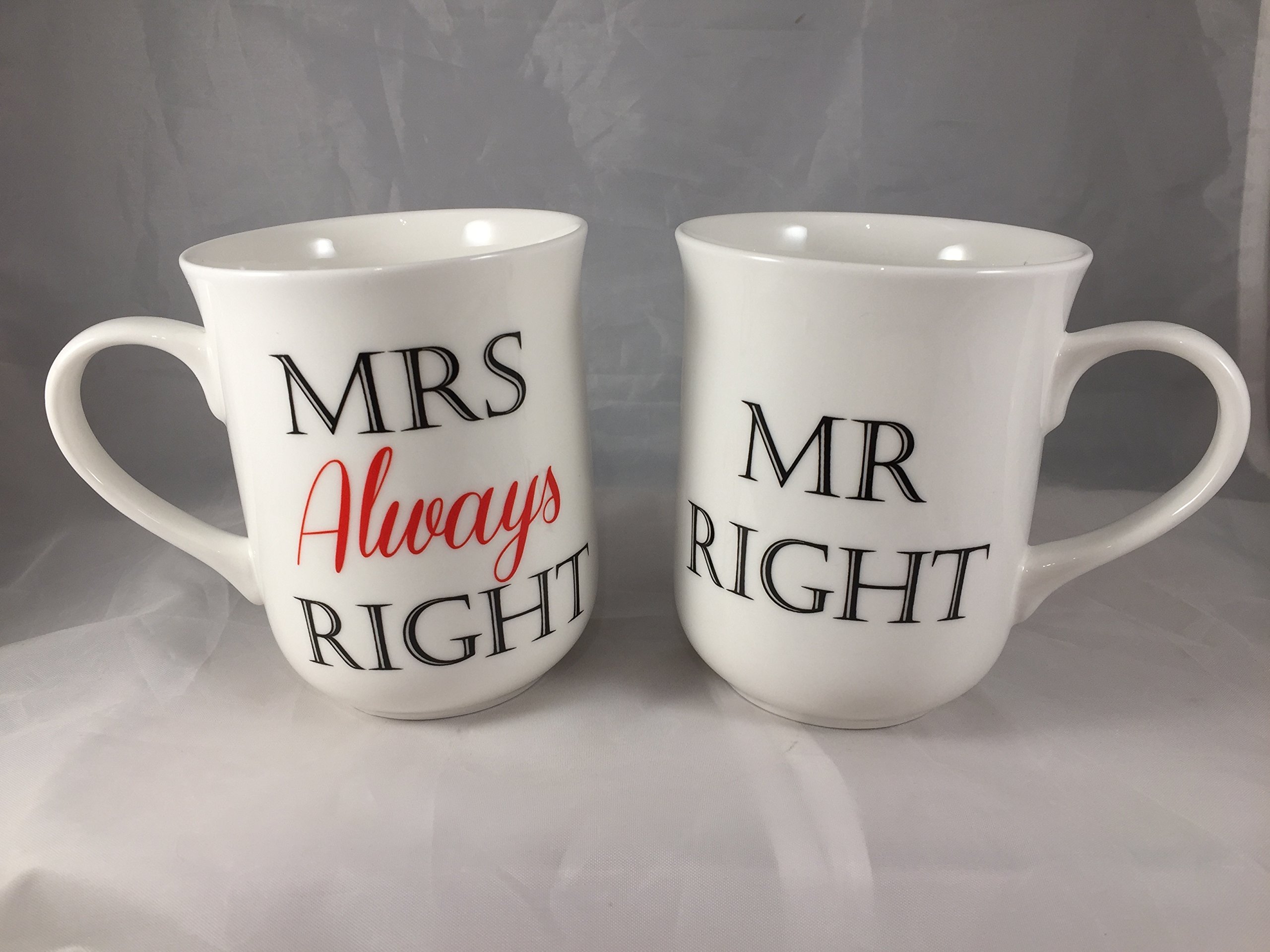 Chinacave White Fine China Set Of 2 Mugs Mr Right And Mrs Always Right