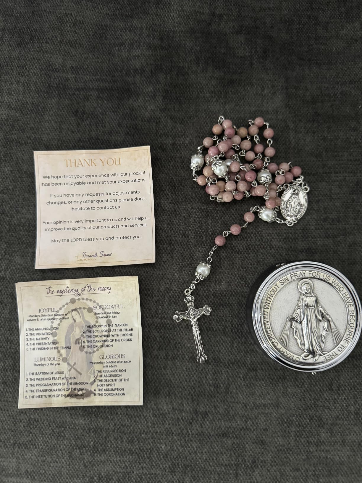 Blue Pearl Beads Communion Rosary 8mm Guardian Our– Nazareth Store