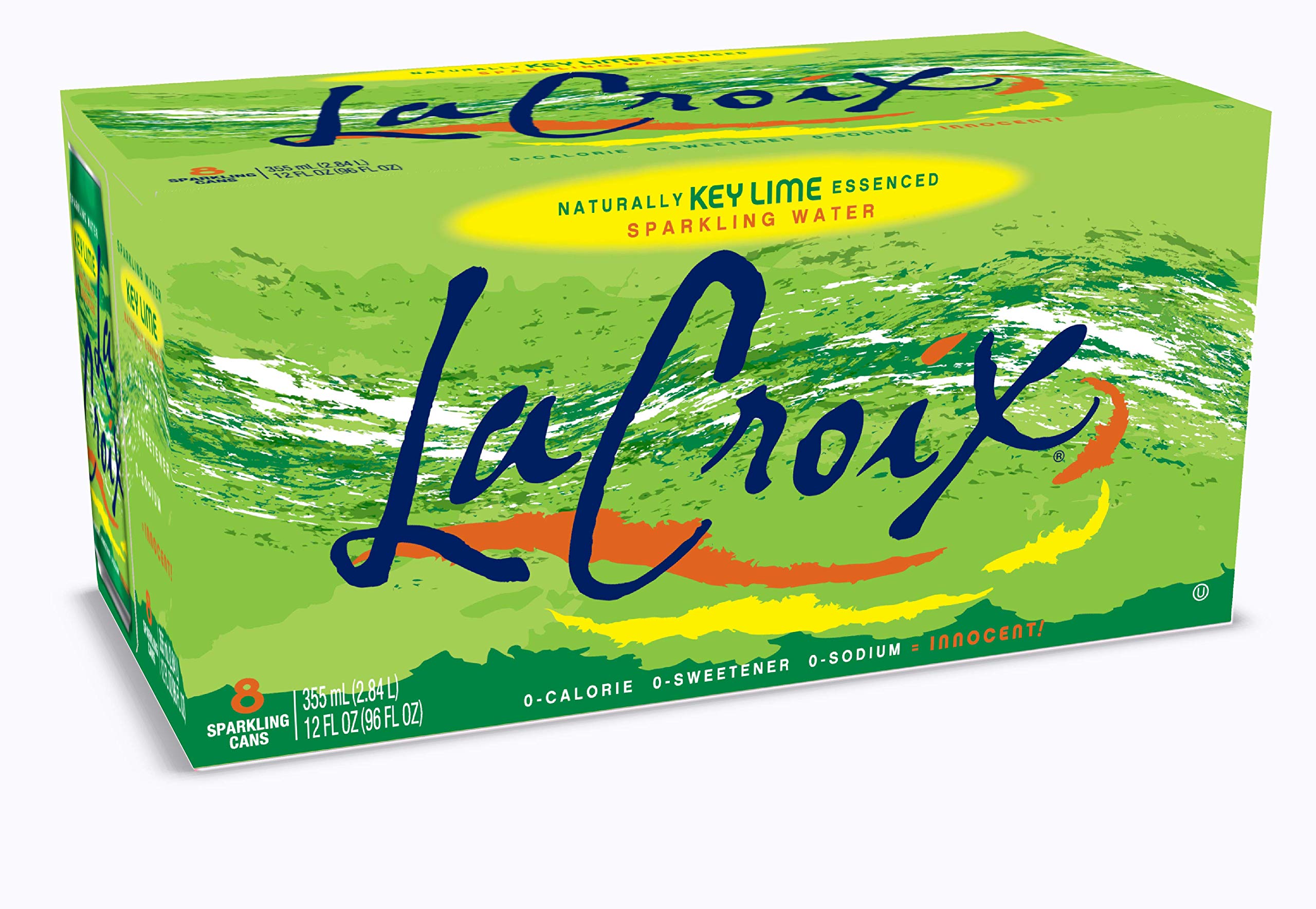LaCroix Sparkling Water, Key Lime Flavor, 12oz Cans, 8 Pack, Naturally Essenced Flavor