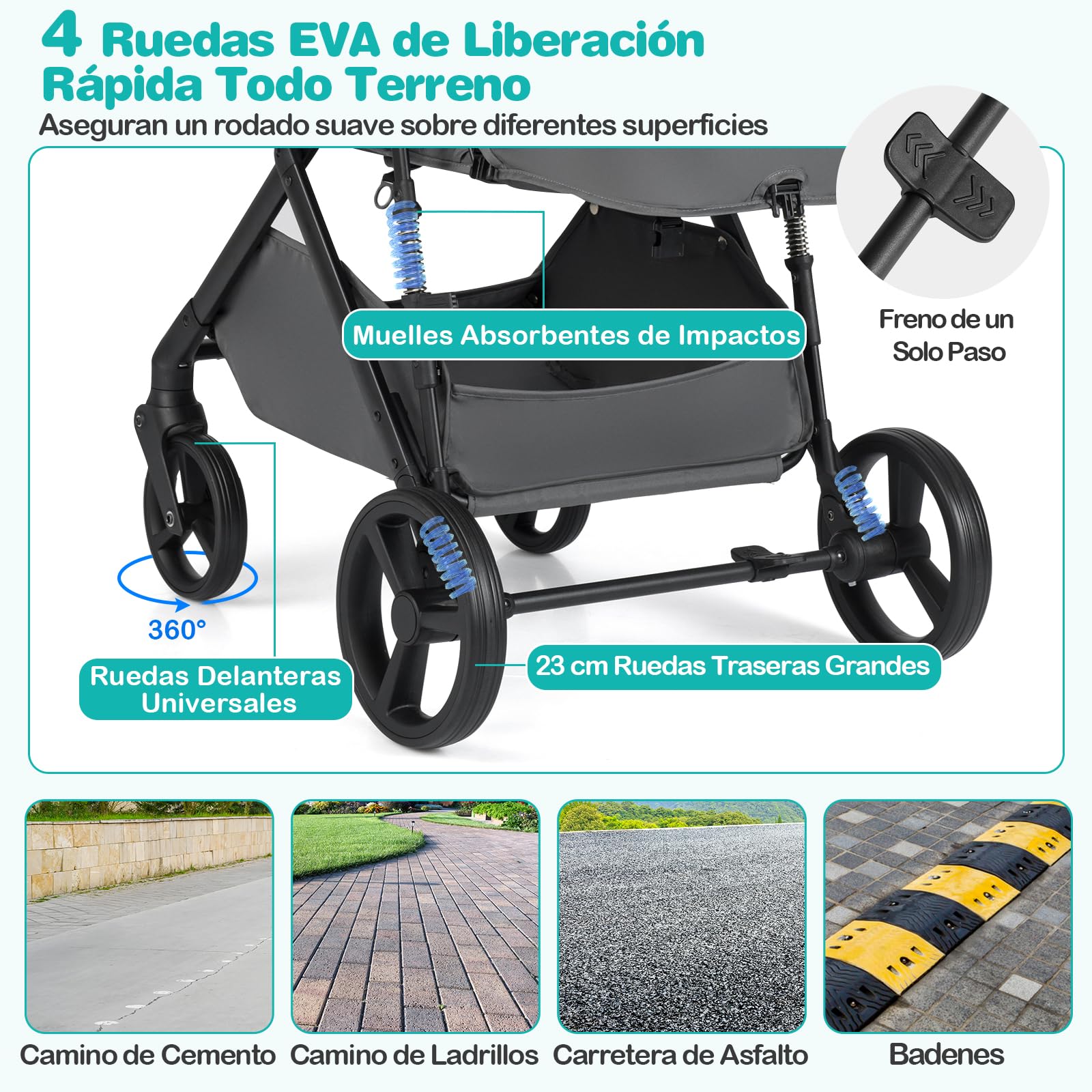 COSTWAY Silla de Paseo Bebe, 2 en 1 Cochecito de Bebe Plegable con Modo Capazo, Cochecito Convertible para Niños con Asiento Reversible, Capota y Respaldo Ajustables (Gris)