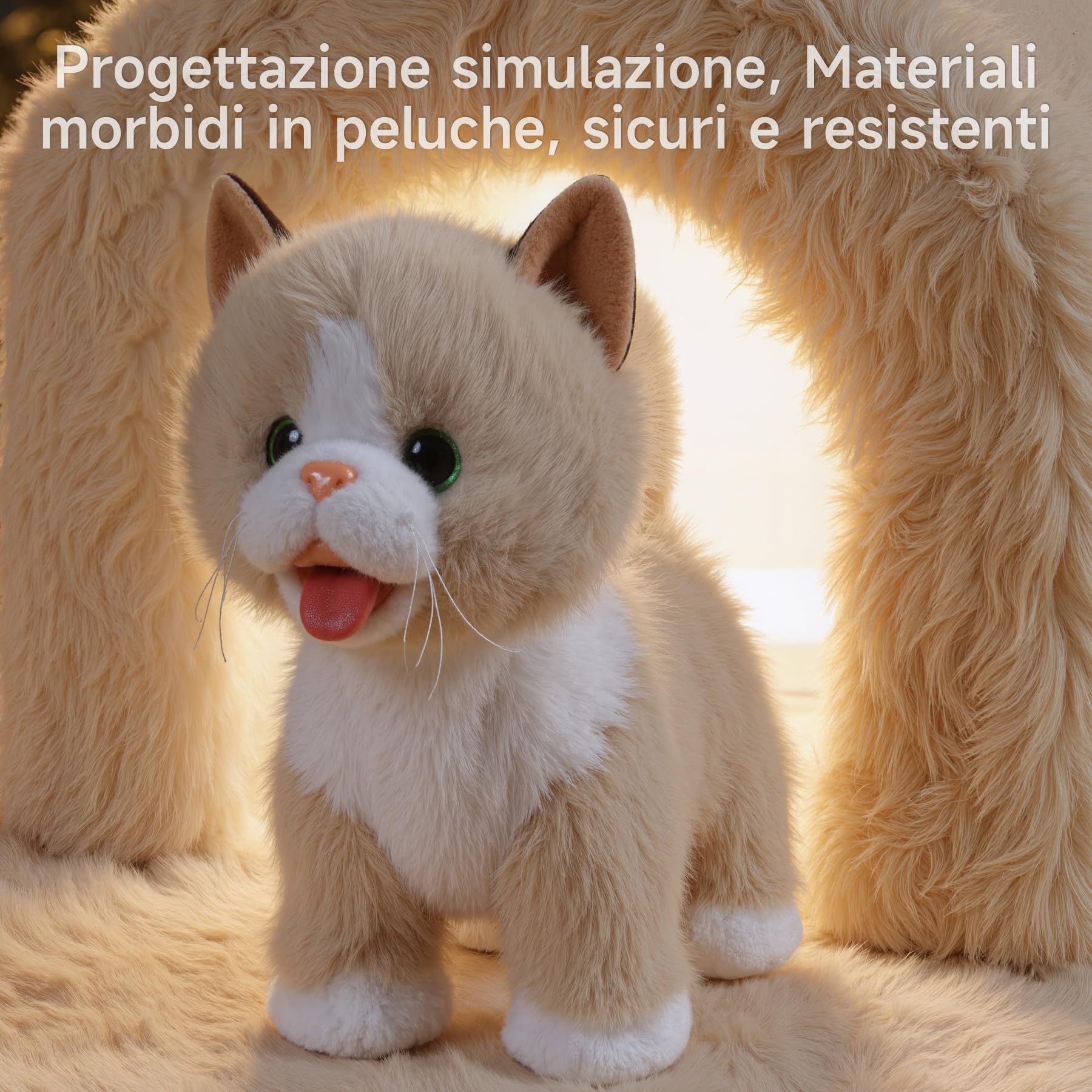 TUMAMA Peluche Gatto Gioco Interattivo Che Abbaia e Cammina e Miagola, Giochi Gatto Interattivi, Elettronico Pet Giocattolo Per Robot Gatti Per Bambini, Gattino Di Peluche Piccolo Per 3 4 5 6 Anni