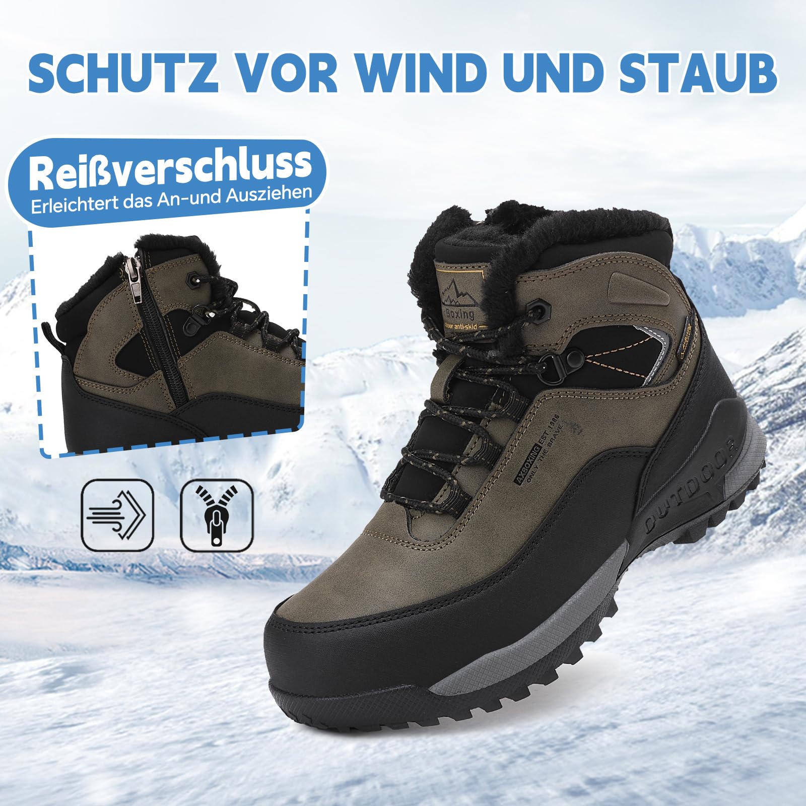 AX BOXING Bottes Hiver Garçon Chaussures de Randonnée Chaud Bottines Enfant Bottes de Neige Antidérapant EU34-40
