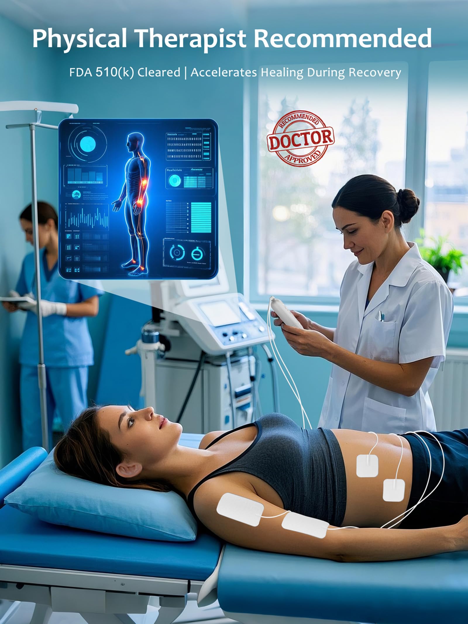 TENS Unit EMS Muscle Stimulator, 3-in-1 Dual Channel Electronic Pulse TENS Machine with Clear LCD Screen, 28 Modes Rechargeable Pain Relief Machine for Back, Sciatica, Neck, Knee & Muscle Soreness — Amazon image 7