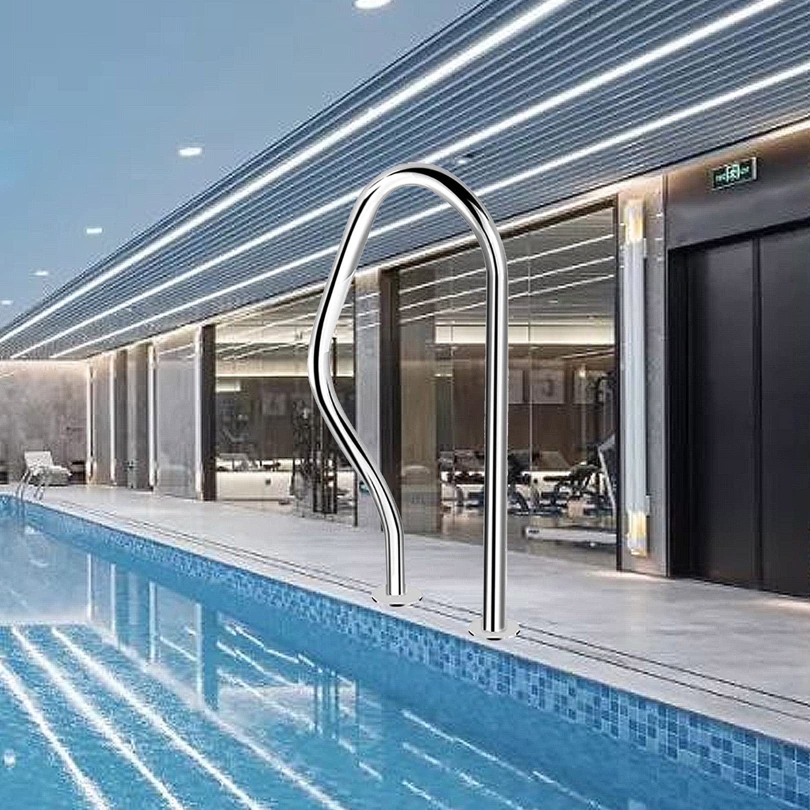Klzuopt Swimming Pool Safety Hand Rail Swimming Pool Safety Handrail, Heavy-Duty Stainless Steel Construction For Enhanced Security And Support