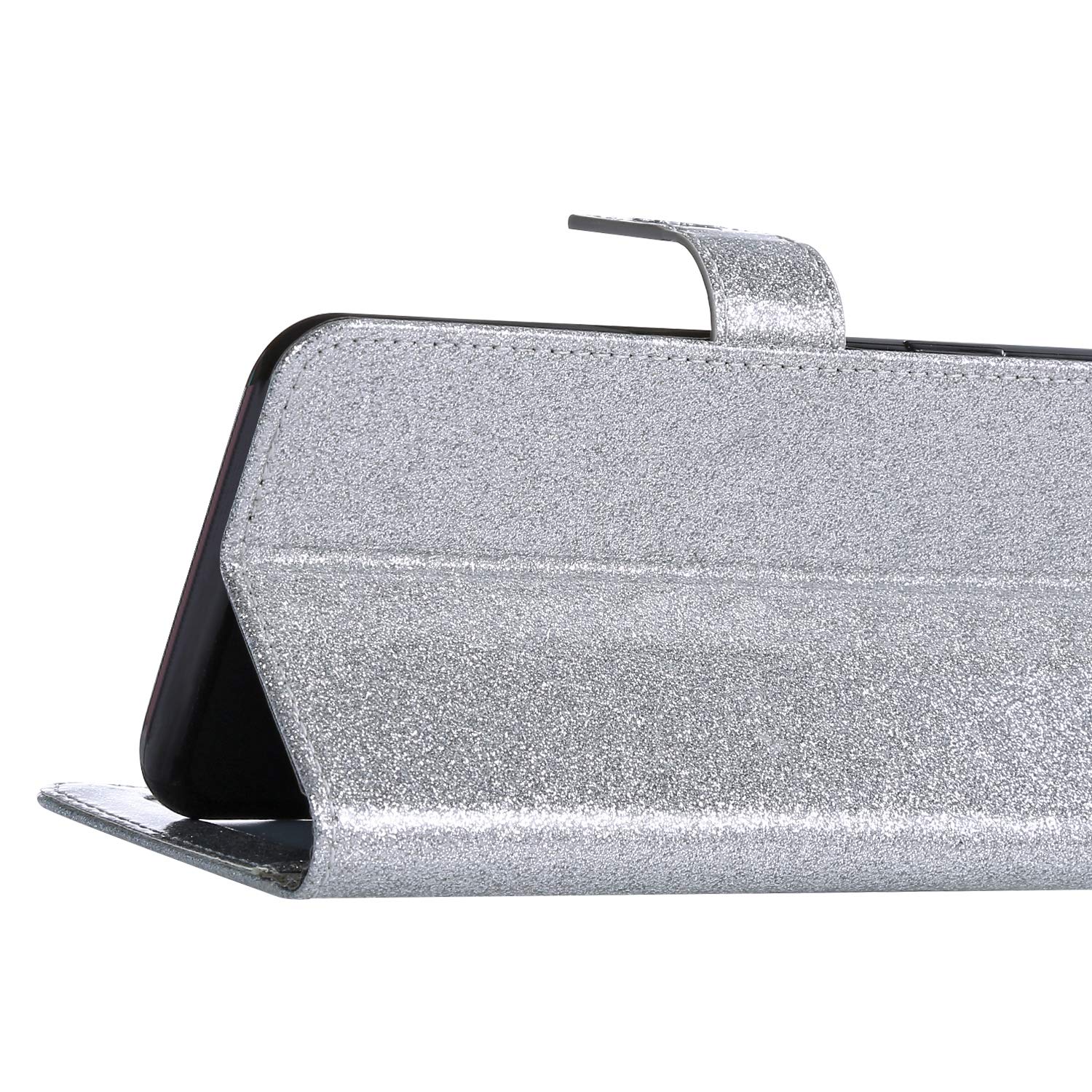 Uposao Cover Compatibile con 11 Glitter Custodia in Pelle Diamante Strass Ragazza Donna Cover 3D Farfalla Motivo Floreale Portafoglio a Conchiglia Protettiva,Viola Chiaro