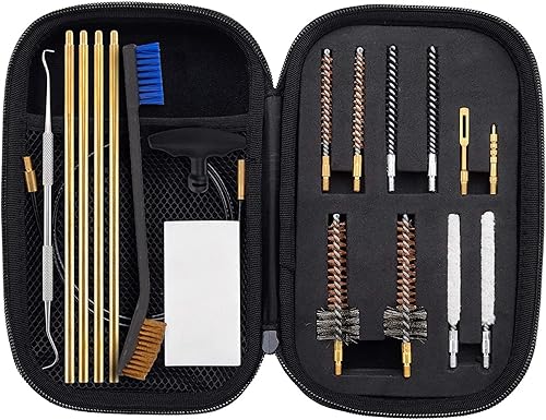 BOOSTEADY Kit de limpieza de pistola .22 Kit de limpieza con cepillos de cámara de orificios, varilla de limpieza de latón en estuche compacto