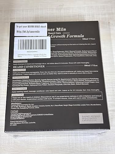 Miniatura 10 de ISNER MILE Set de lavado y acondicionador para barba de 17 onzas, nueva fórmula con biotina, argán y aceites de jojoba, champú suave y fortalecedor