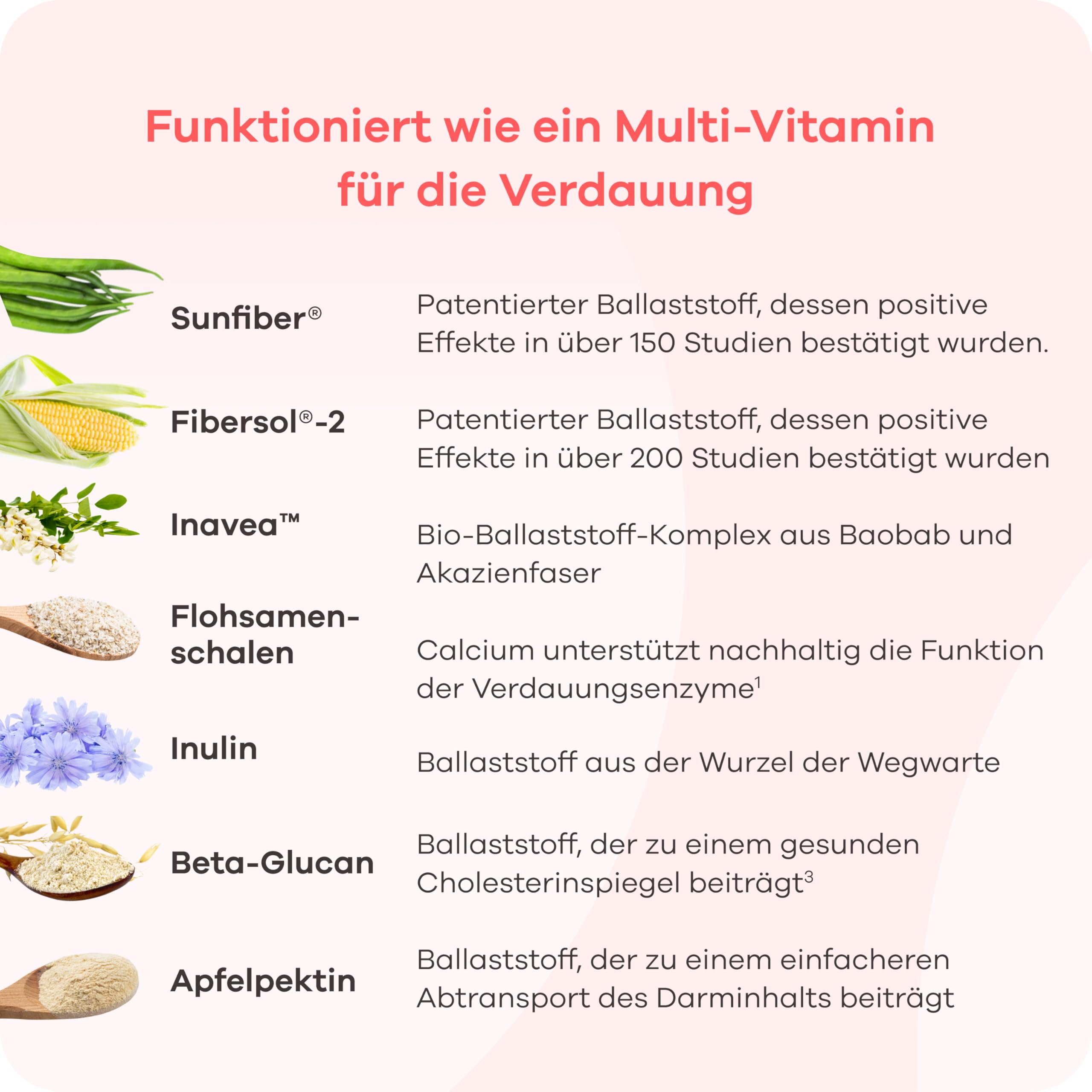 Multi-Ballaststoff-Komplex | 10 Premium Ballaststoffe & Calcium | Verdauung, Darmflora, Immunsystem, Cholesterin & Blutzucker | vegan, glutenfrei, laktosefrei | 1x 420g Pulver