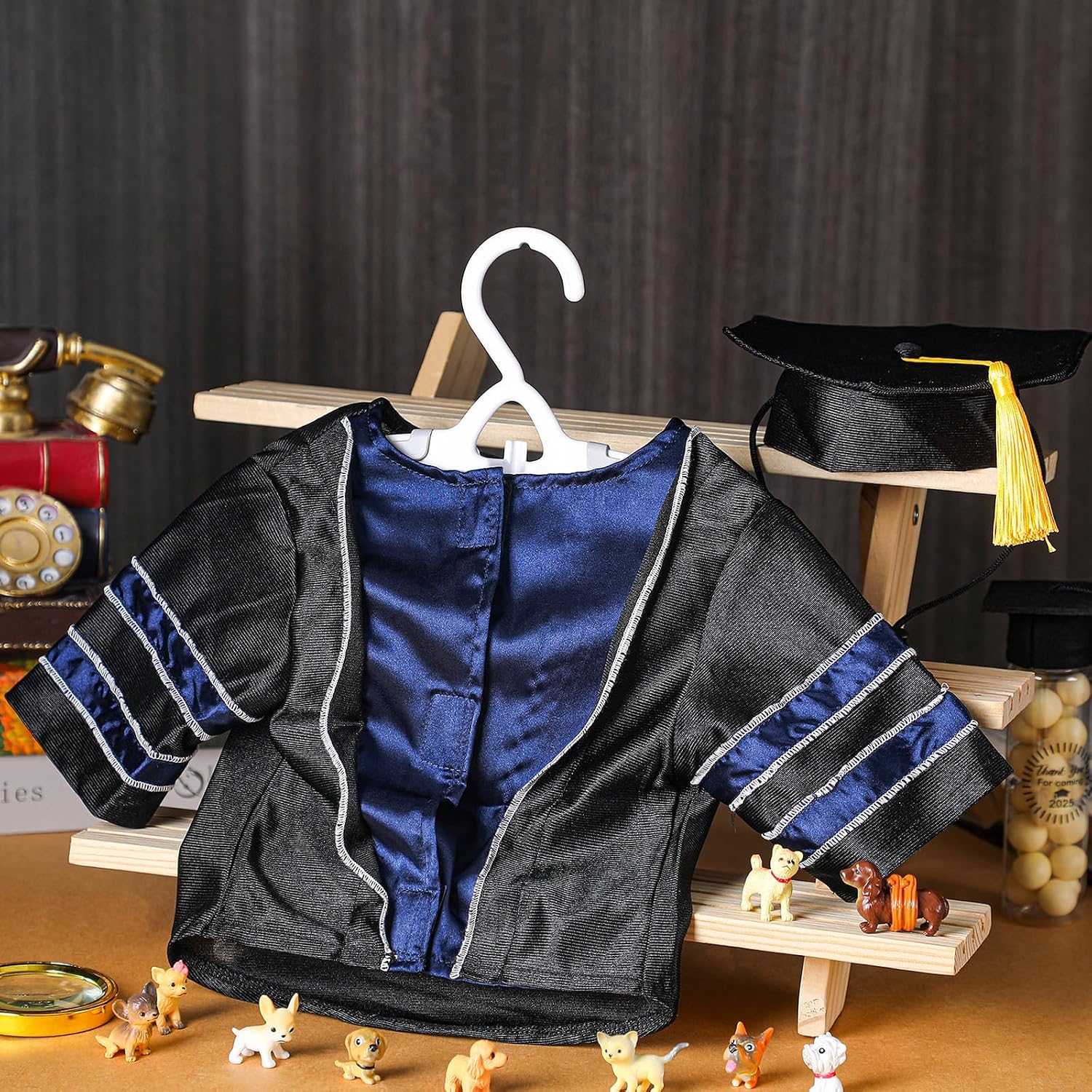 Geyoga Dog Cat Graduation Cap and Gown Set 2026 Washable Dog Puppy Pet Costume Black Graduation Hat Cap with Tassel Pet Holiday Costume Accessory(L) image 5