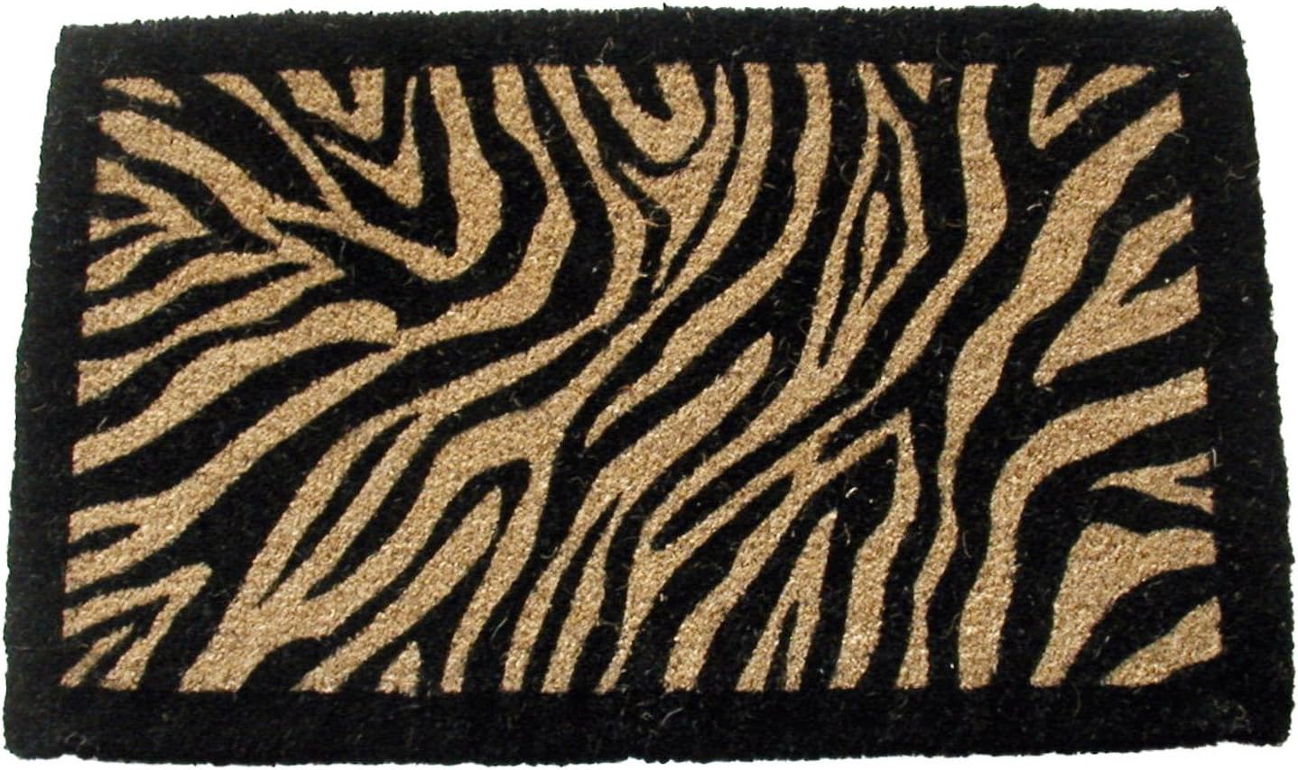 18-Inch x 30-Inch PVC Backed Coir Doormat, Zebra