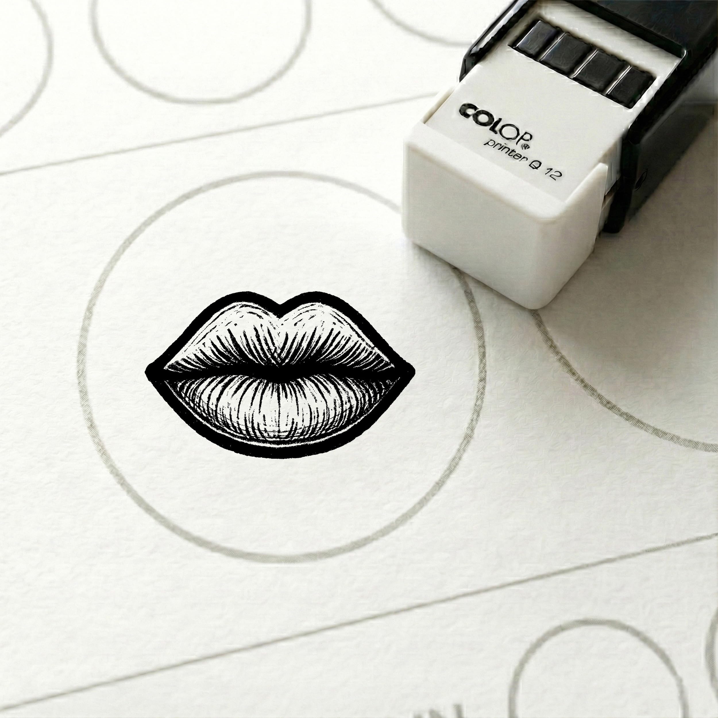 Dekolando Bonus Stamp Lips Mouth 10 x 10 mm - Bonus Card Stamp for Beauty Studio Cosmetic Studio Makeup Bar Wellness - Stamp Bonus Card Customer Card Stamp Card