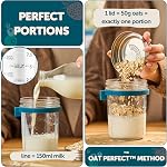 OATOLOGY Boite à avoine en verre d'une nuit Exclusivité en acier inoxydable à l'épreuve des fuites, cuillère, verre épais paquet de 2