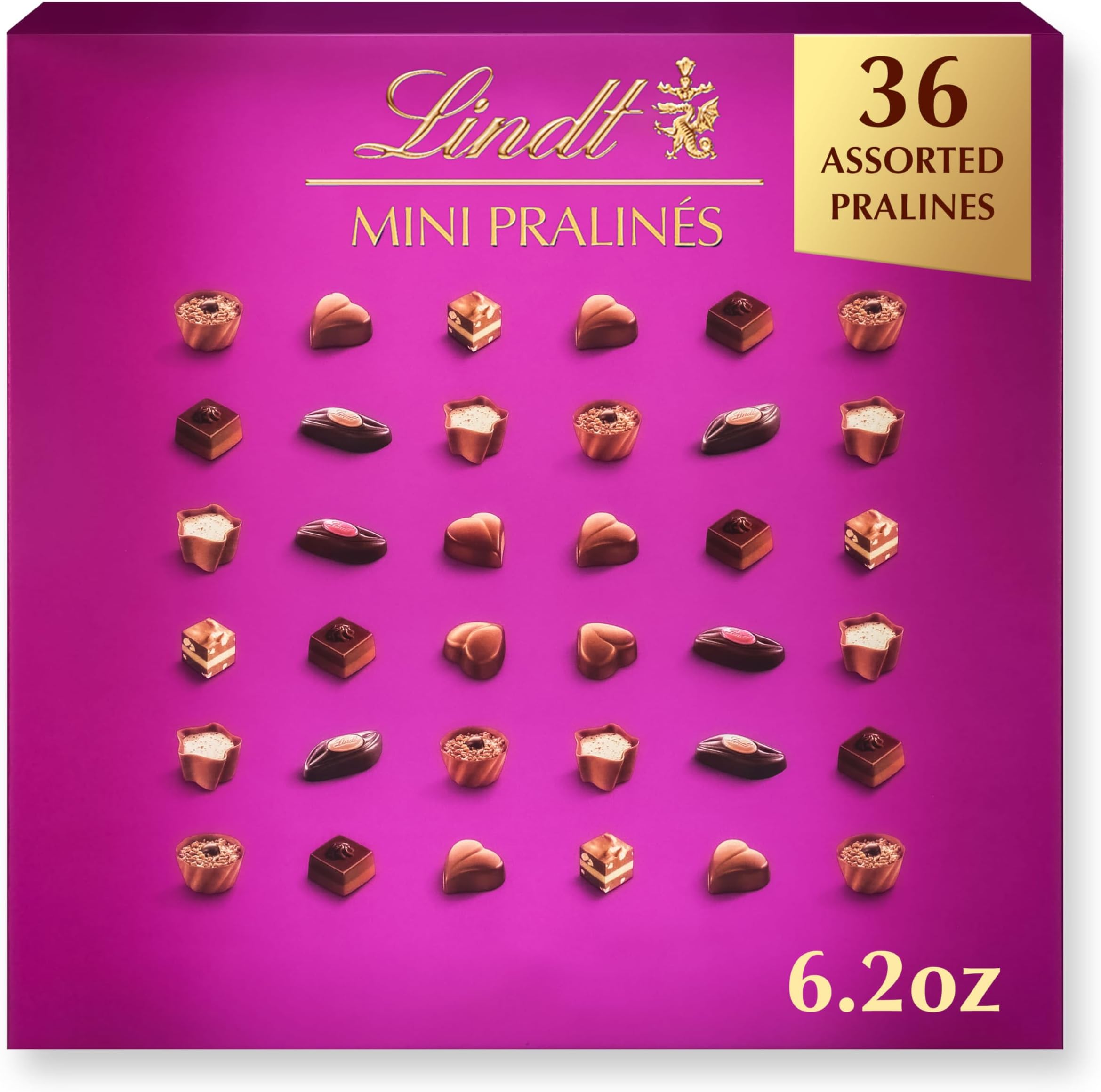 Lindt Mini Pralines, Assorted Chocolate Candy Pralines with Premium Filling, Perfect for Gifting, 6.2 oz Box