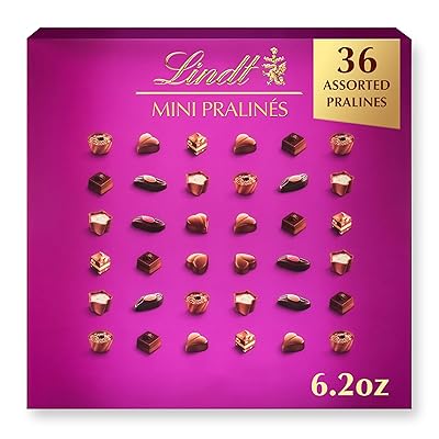 Lindt Mini Pralines, Assorted Chocolate Pralines with Premium Filling, Christmas Candy, 36 Count, 6.2 oz Box