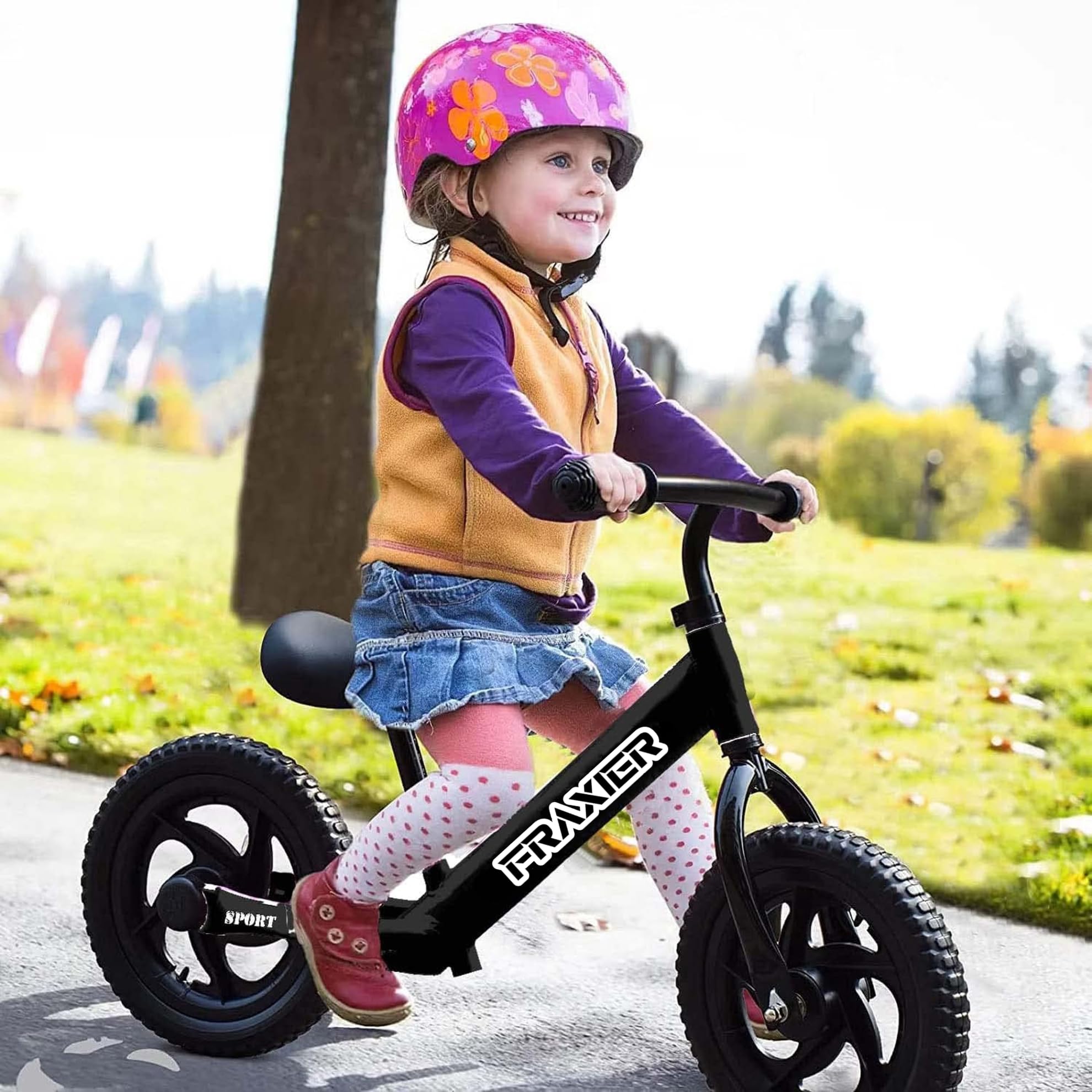 Balance Bike Kids Lightweight Pedal Free Cycle | Balance Learning Bicycle | Suitable for Girls and Boys 2-5 Years Old (Black) - Image 3 thumbnail