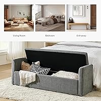 Vista 35 de HULALA HOME Banco otomano moderno de almacenamiento con almohadas, banco extra largo de dormitorio de 59.4 pulgadas para pie de cama, cómodo Azul