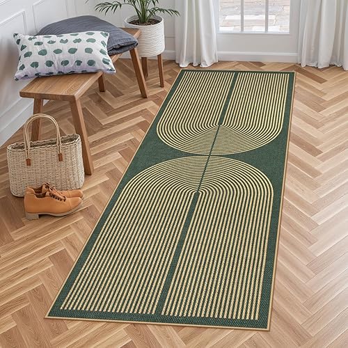 Vista 22 de Lahome Alfombra moderna de yute, de 2 x 8 pies, lavable, para entrada, granja, cocina, antideslizante, para interiores y exteriores, alfombra