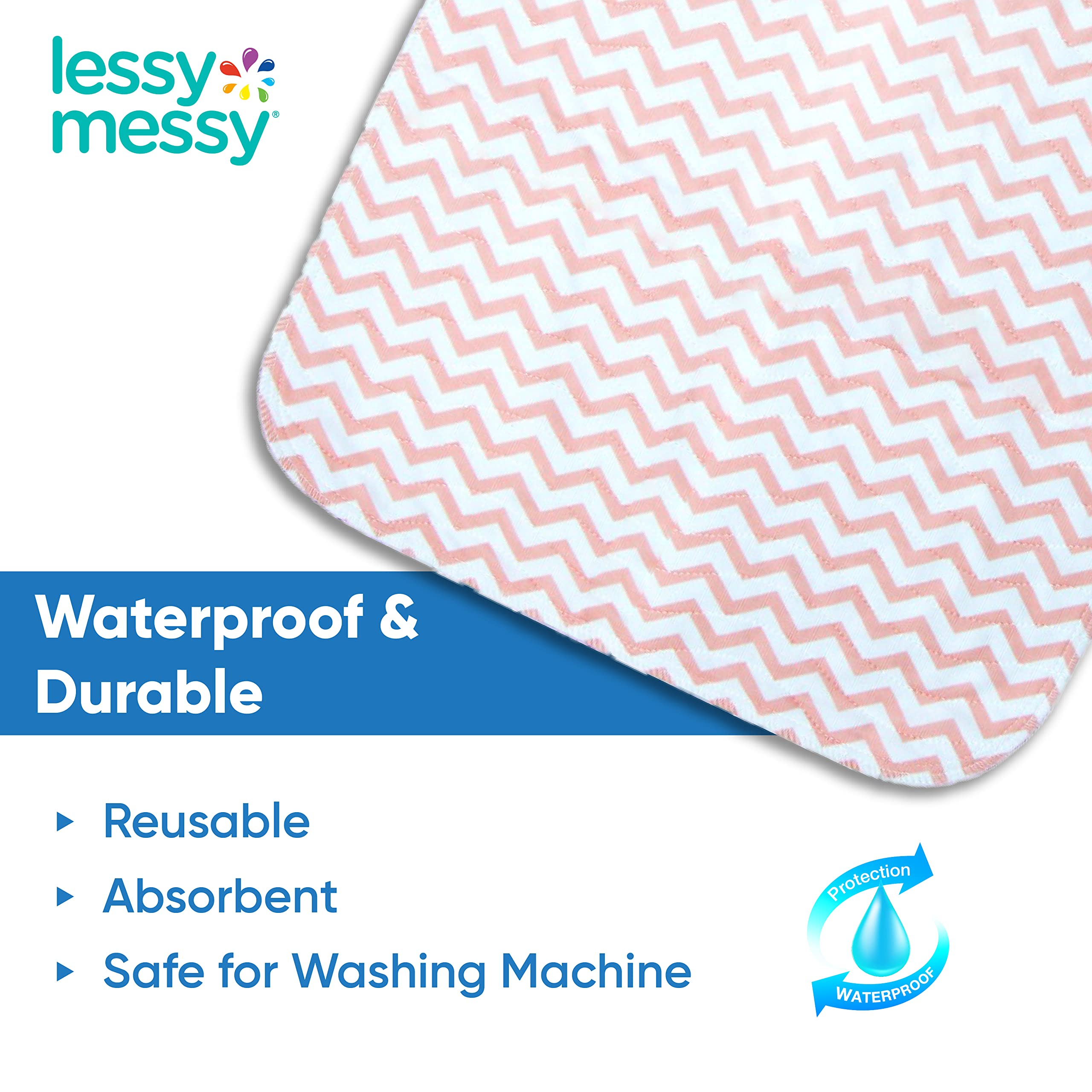 Cambiador de bebé: portátil, impermeable, lavable de poliéster (melocotón, 20 x 30 pulgadas)
