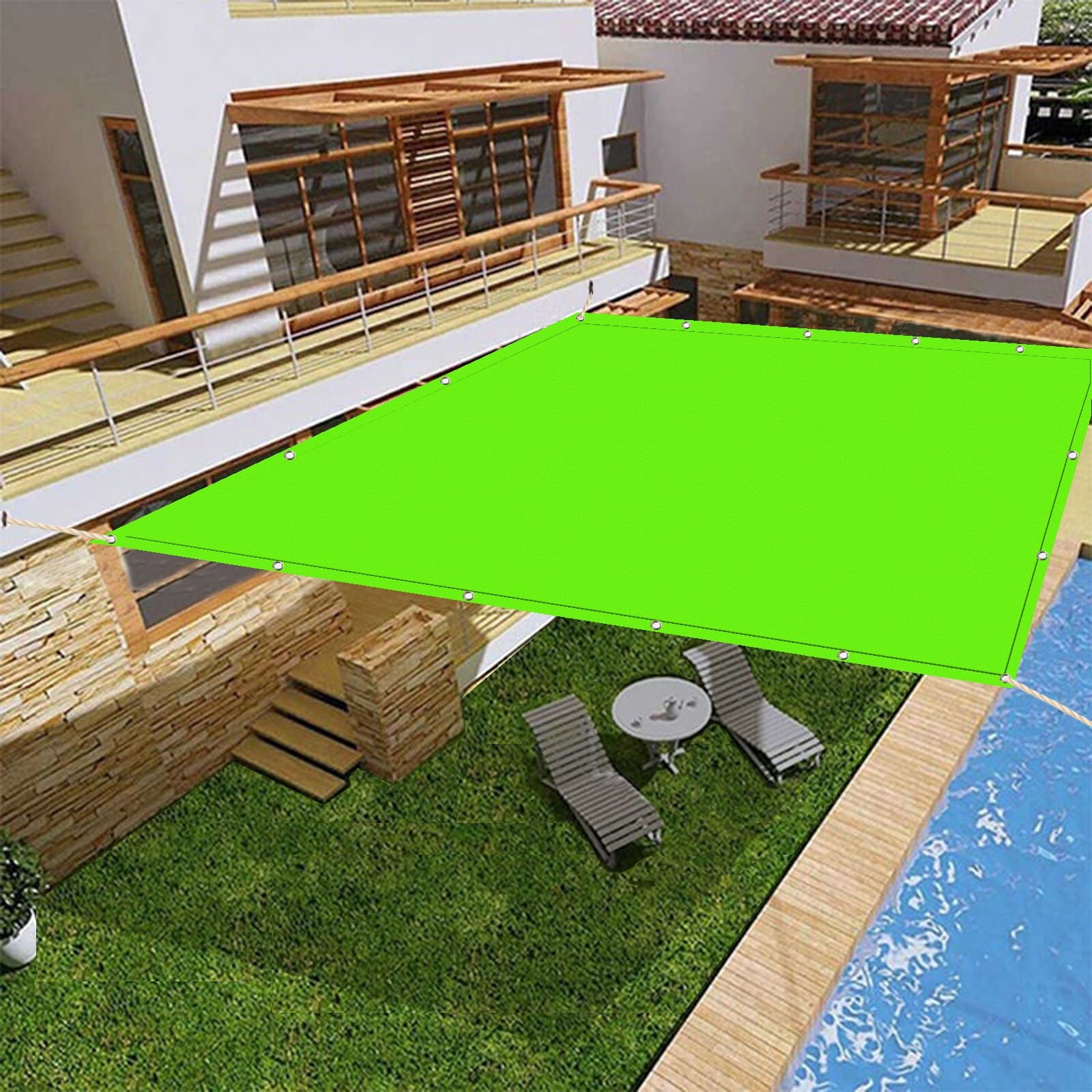 Voile d'ombrage rectangulaire 1.2x3.6m vert tendre pour balcon et terrasse