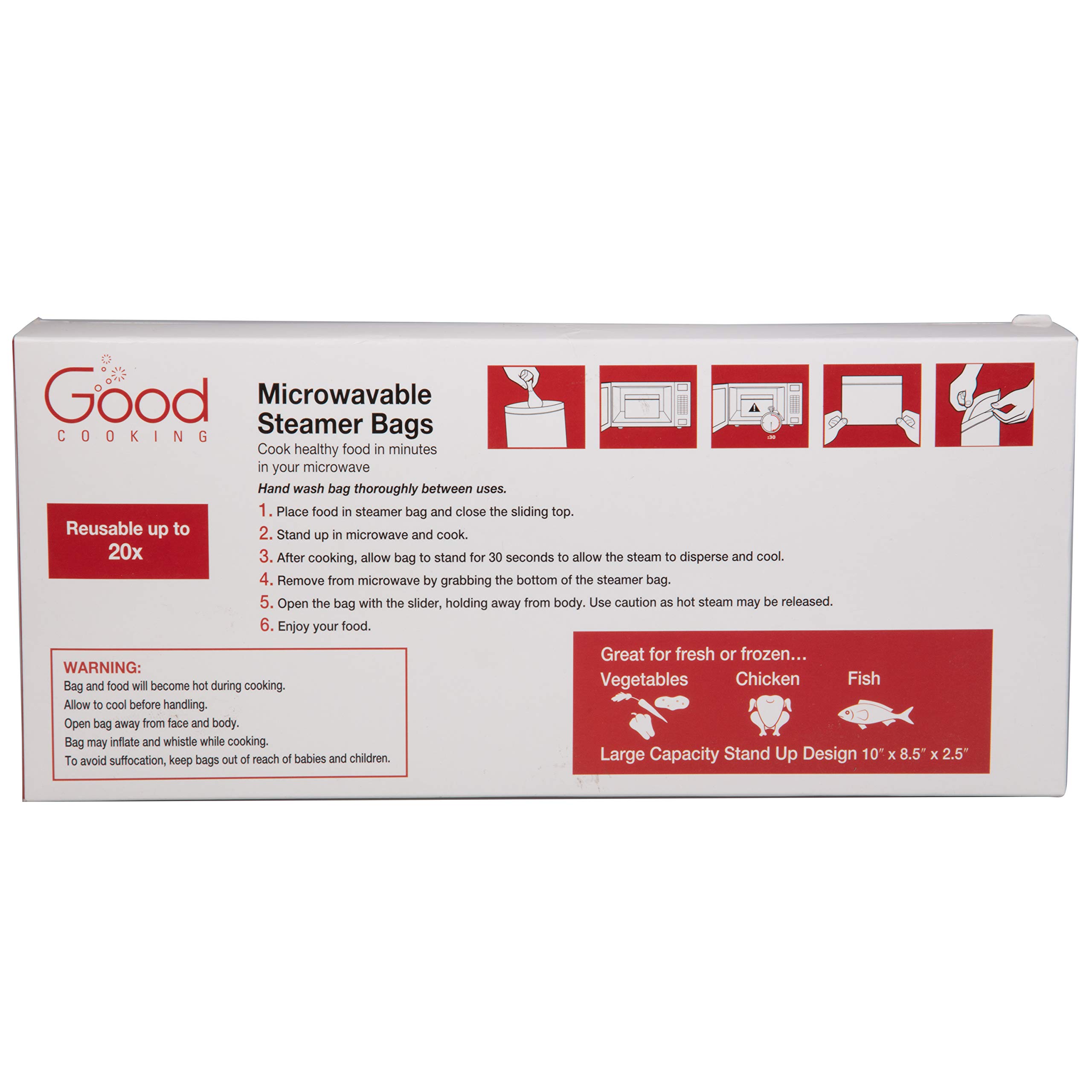 Microwave Food Steamer Bags Set of 12 XLarge Reusable Microwavable