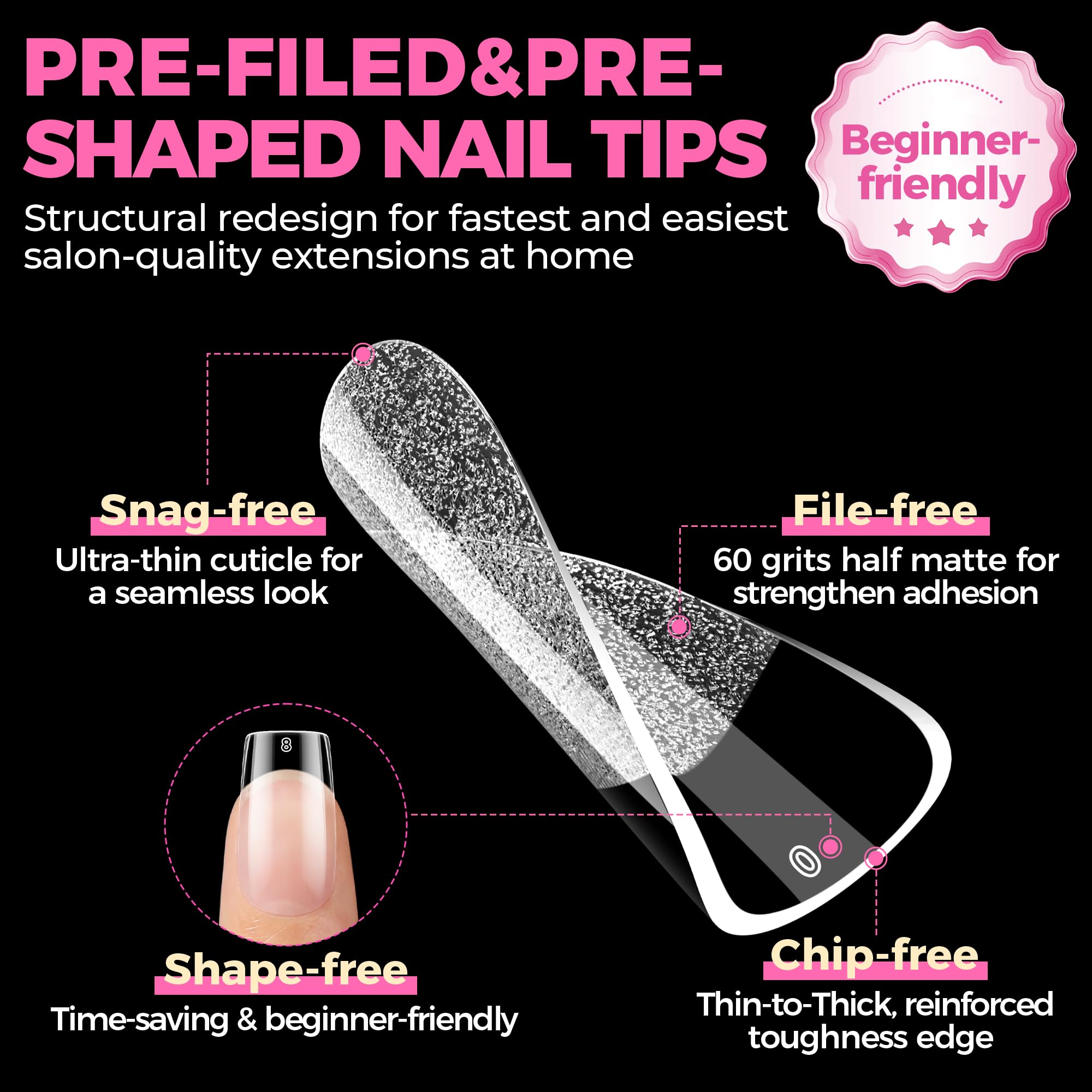 UNA GELLA Tips für Gelnägel Kurze Square, 504 Stück 12 Größen Vorgeformte Soft Gel Nagelspitzen, Full Cover Press On Nail Tips für Nagelverlängerung & DIY Nagelstudio zu Hause