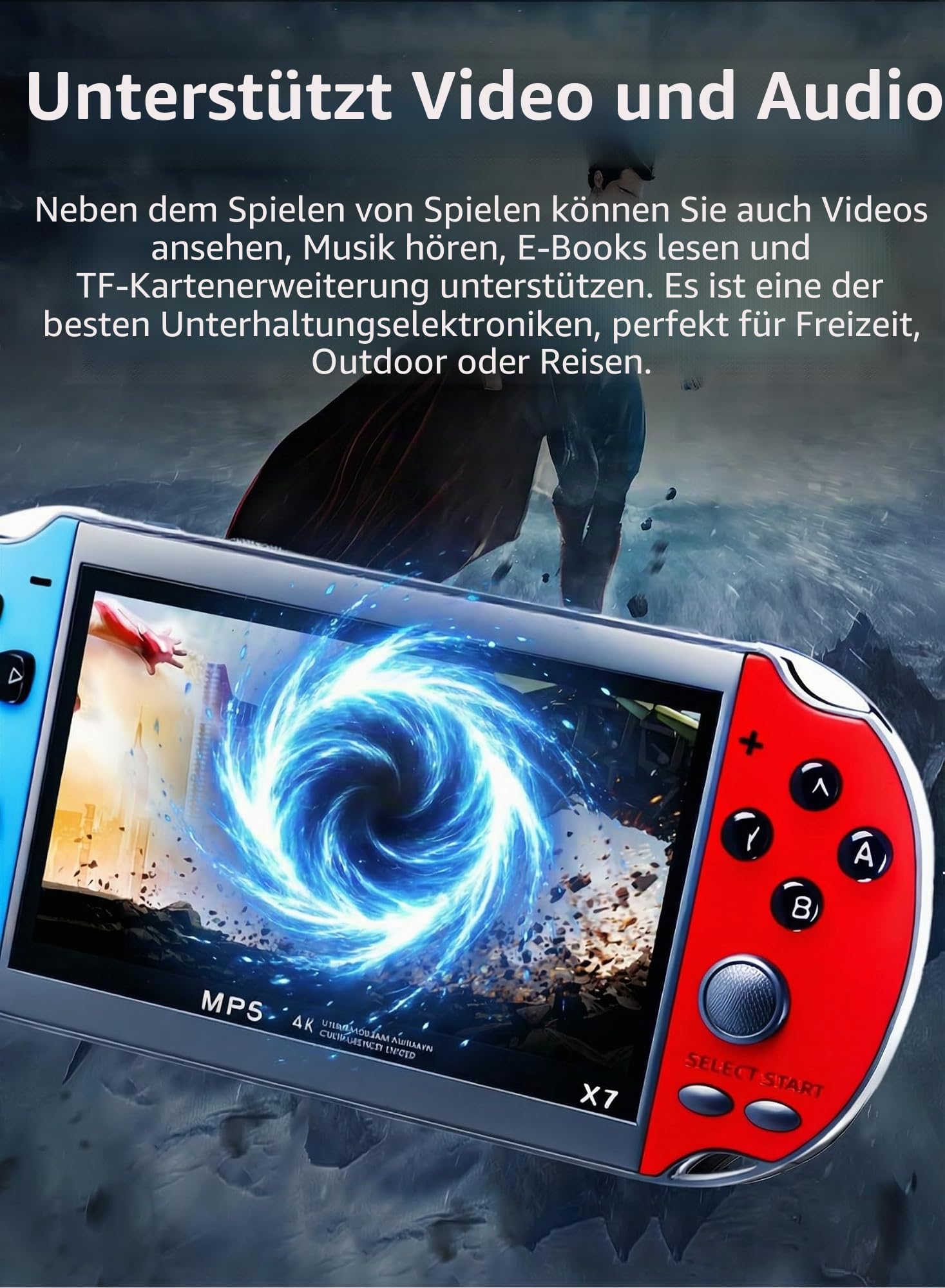 JXD Bunt Retro Videospielkonsole 4,3 Zoll Sreen 8GB 3000 Spiele Handheld Arcade Spielkonsole Mini tragbares Spielgerät Mehrfachsimulator MP3 MP4 E-Book Nostalgisches Geschenk für Kinder
