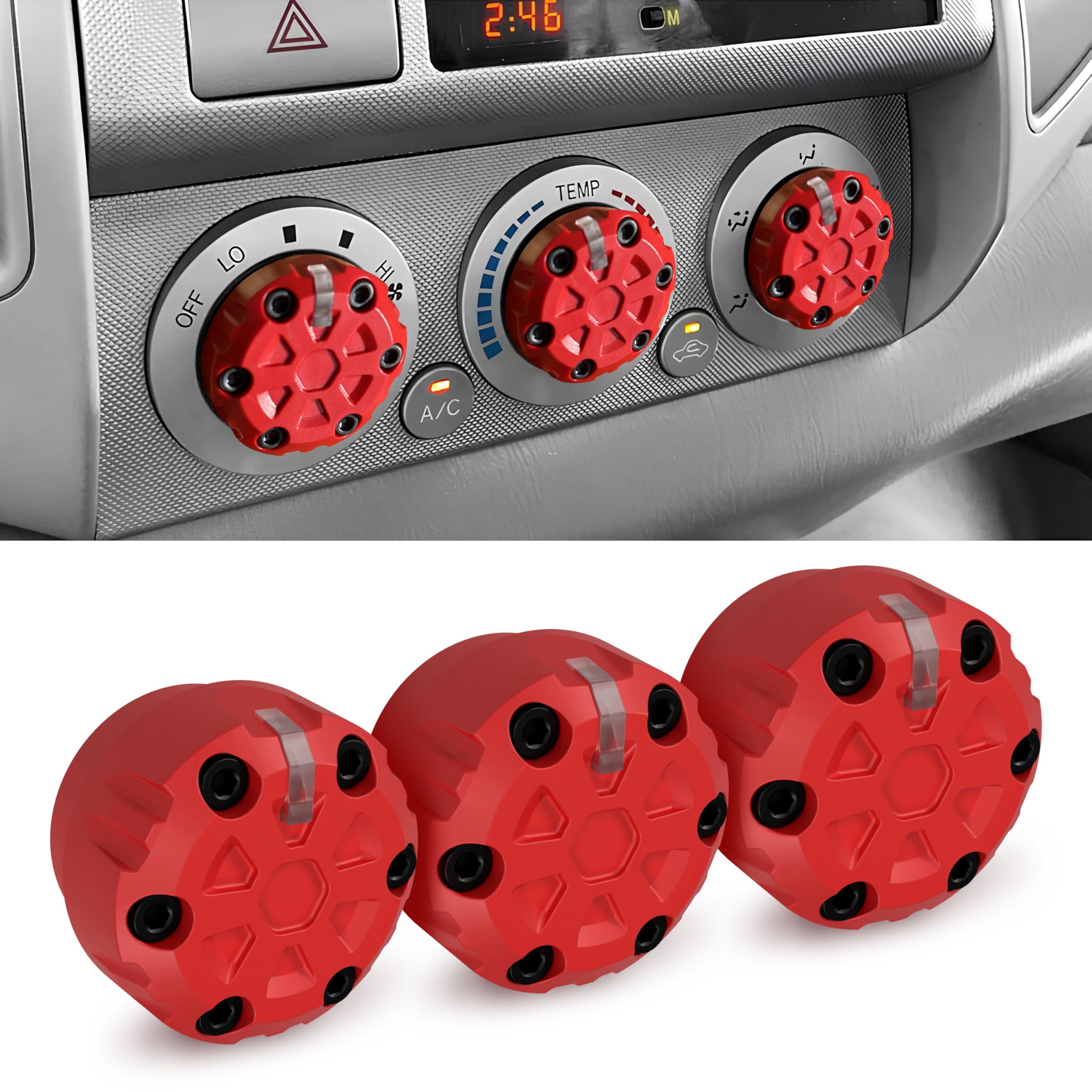 2nd Gen Tacoma Accessories AC Knob Upgrade - 2005,2006,2007,2008,2009,2010,2011,2012,2013,2014,2015 Tacoma Climate Control Dial Mods Set - 2nd Gen
