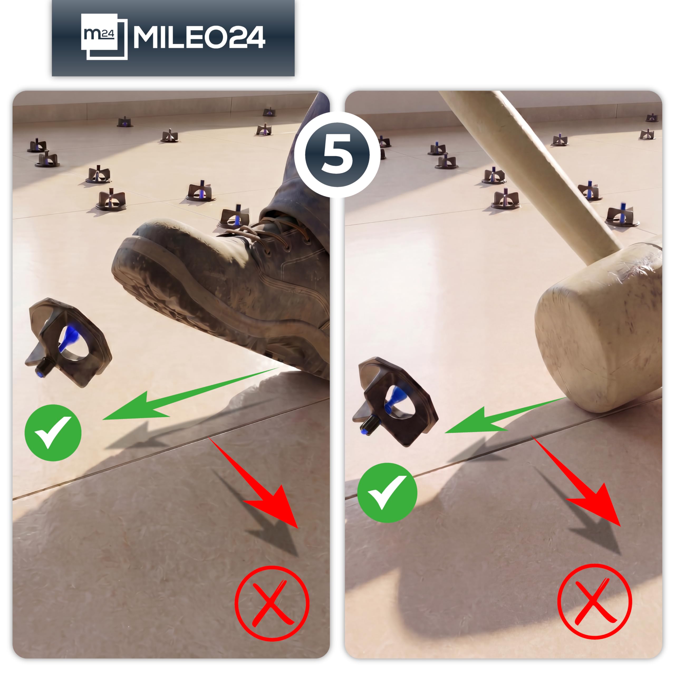 Fliesen-Nivelliersystem Fugenkreuze Set I 200 x 2mm Gewindelaschen + 50 Zughauben I Verlegehilfe Fliesenkeile - Satz I Fugen AUSWAHL 1-3mm