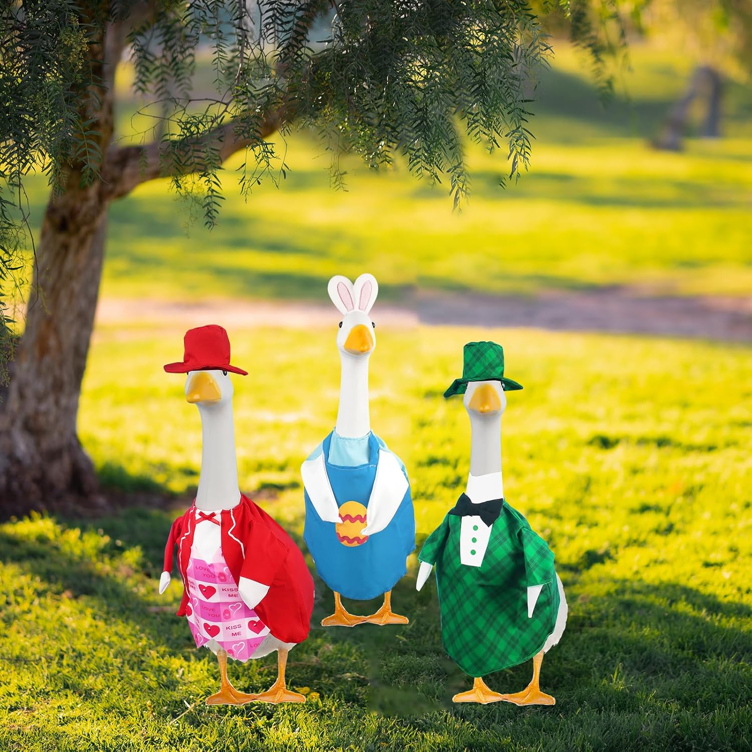 3 Pcs St. Patrick's Day Goose Outfits Valentine's Day Goose Costume Cute Easter Clothes Porch Outfits (St. Patrick's)