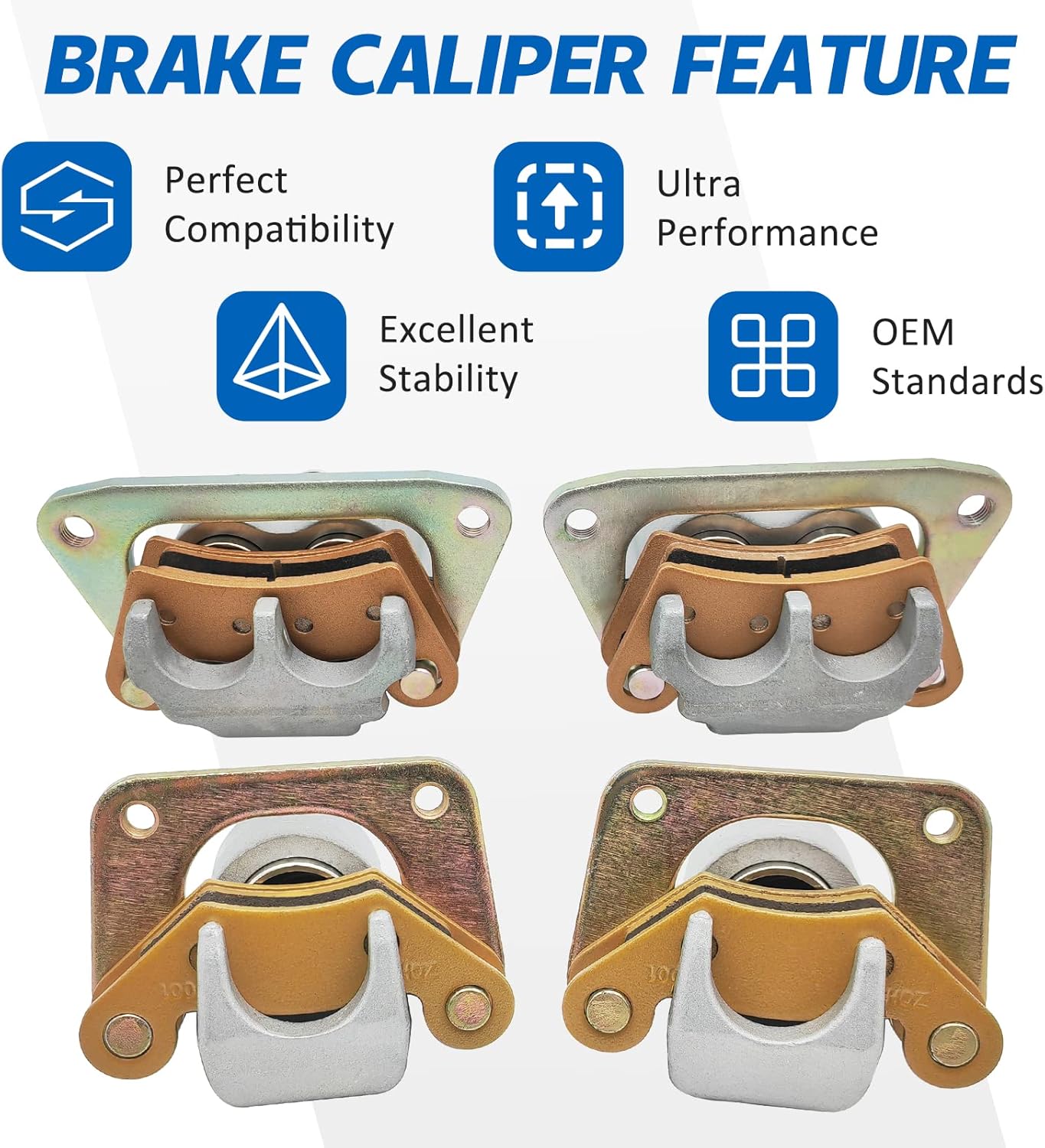 M MATI Front Rear Left Right Brake Calipers all Four for Polaris Side by Side RZR 800 2008-2014 RZR S 800 2009-2014 1911529 1911530 1911544 1911545