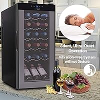 Vista 6 de Nutrichef Refrigerador de vino delgado de 18 botellas Enfriador de vino rojo y blanco Control de temperatura ajustable de 41 °F a 64 °F