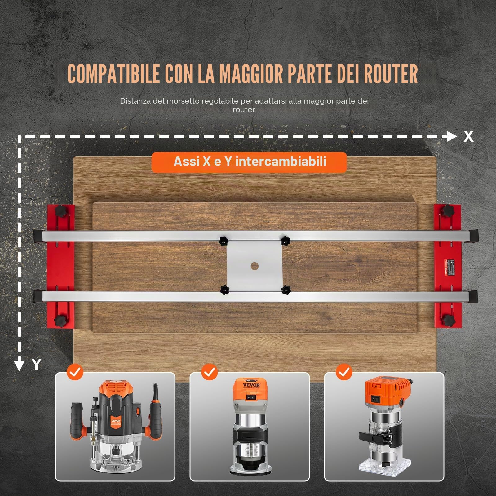 VEVOR Slitta per Fresatrice 1625 mm Slitta per Fresatrice Fai-da-Te Maschera per Appiattire Lastre Portatile, per Lavorazione del Legno per Appiattire Lastre, Rifilatura del Legno, Fai da Te per Casa