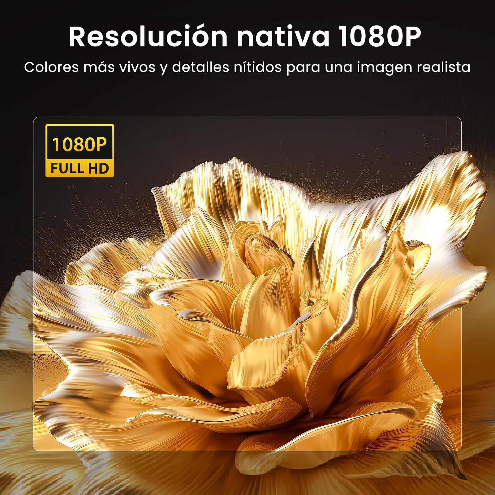 HAPPRUN H1 Proyectores Portátil 1080P Nativo,Proyector 4K,Bluetooth 5.1 para Exteriores Compatible con TV Stick, Smartphone, Laptop, HDMI, USB