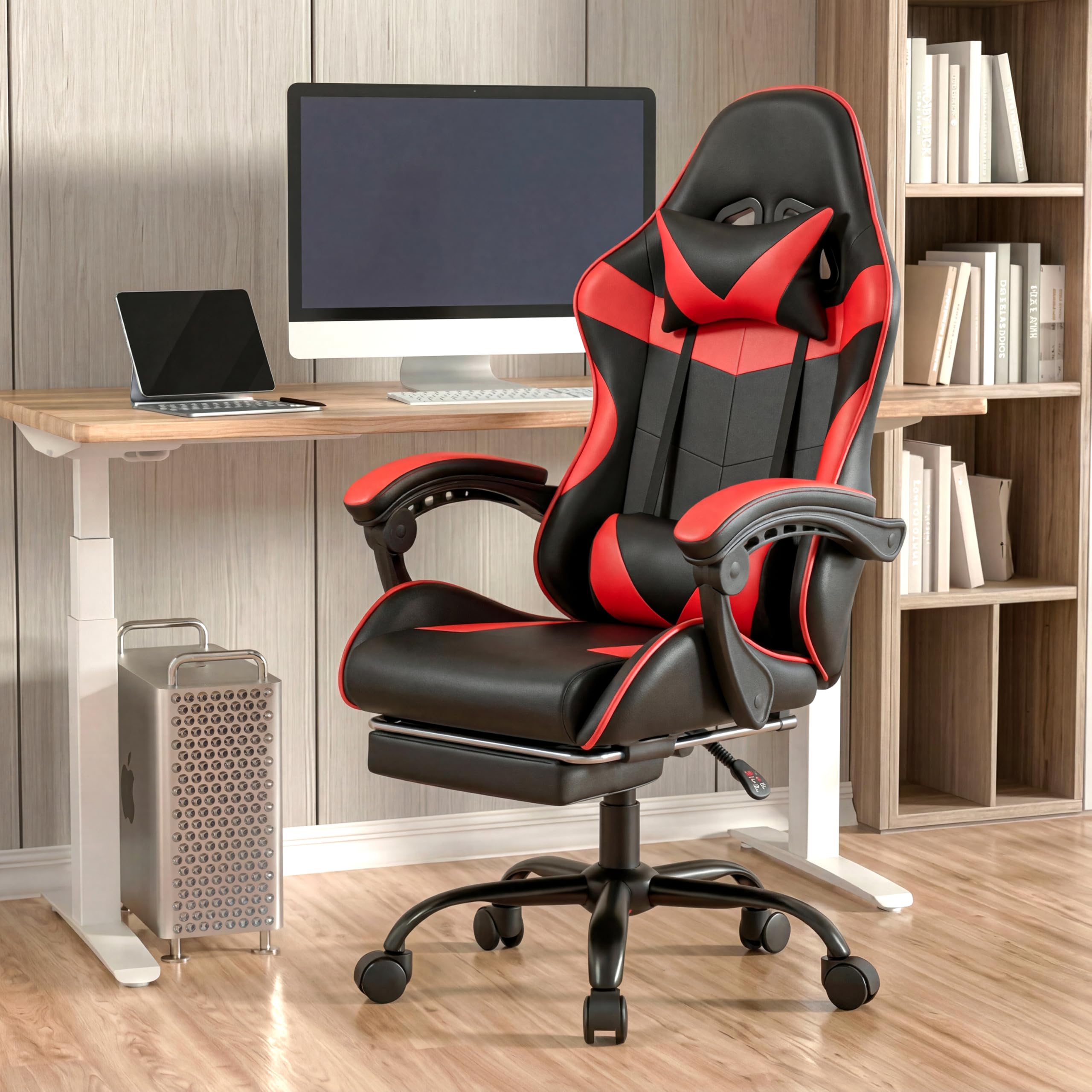Fauteuil Gaming Ergonomique avec Repose-Pieds et Dossier Inclinable