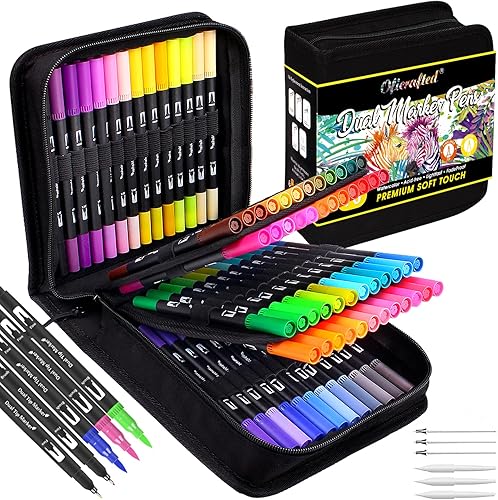 76 colores de doble punta de pincel con punta de pincel y punta fina para niños artistas adultos, marcadores de colorear para adultos, juego de