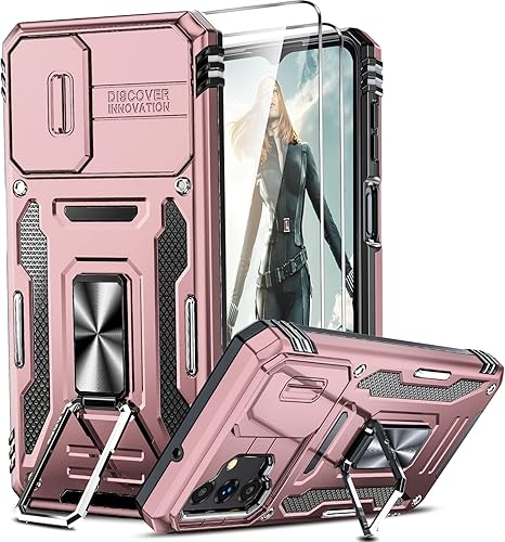 LeYi Funda para Galaxy A13 5G funda Samsung A13 con cubierta deslizante para cámara + 2 paquetes protector de pantalla, funda de teléfono de grado