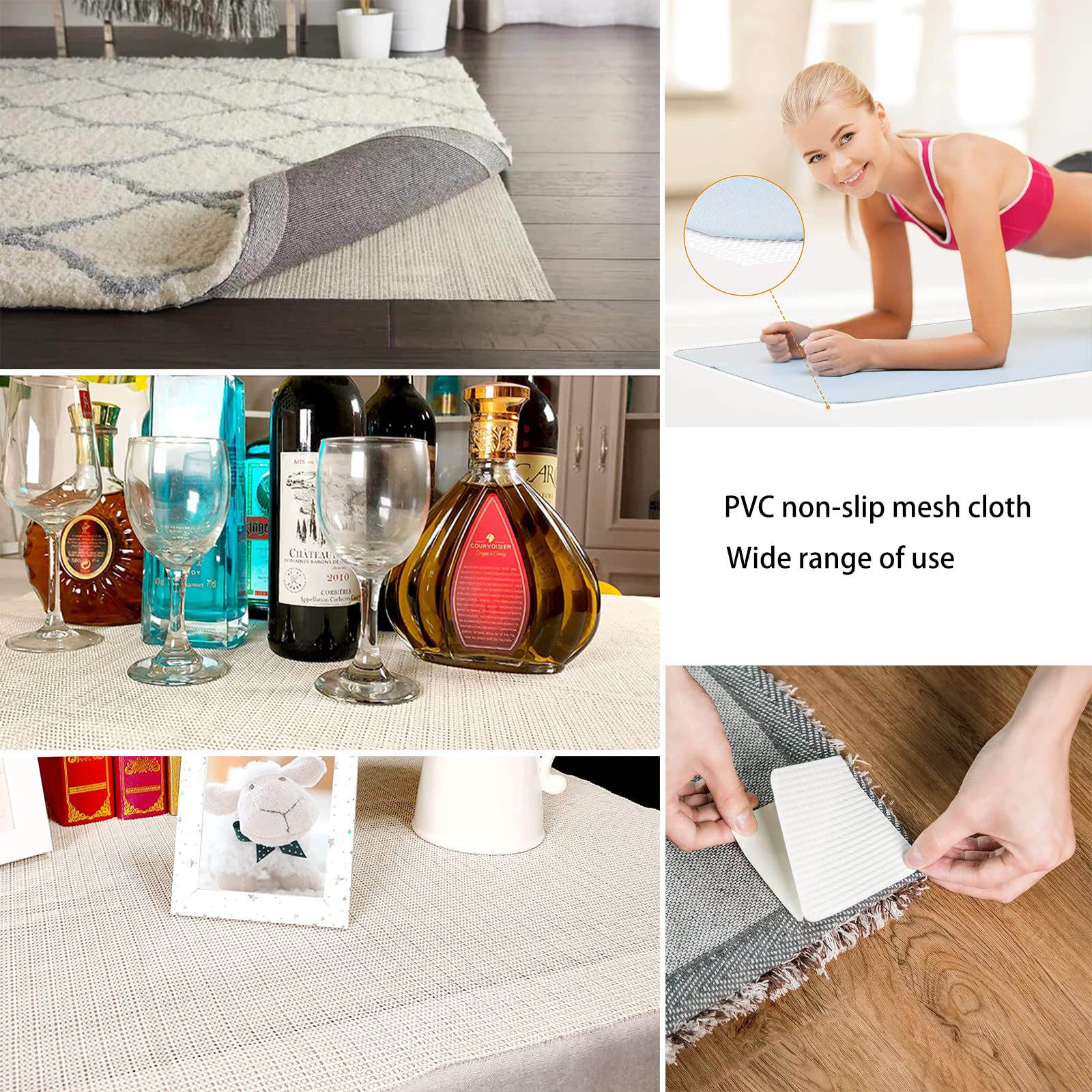 Tapis Antidérapant 100x160cm - Sous-tapis Pour Paillasson, Couloir, Cuisine - PVC Grille, Lavable, Coupable à La Taille - Blanc