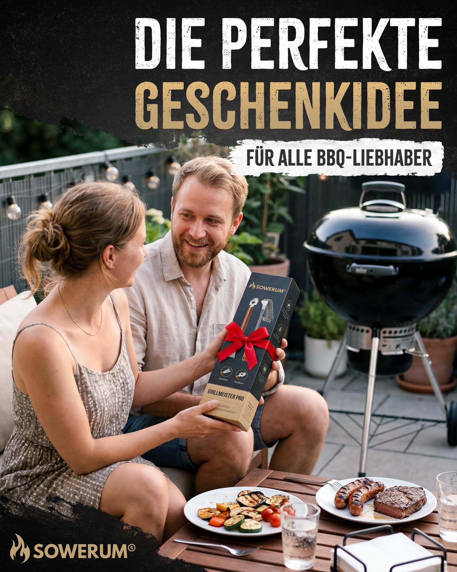 5 in 1 Grillbürste Edelstahl mit Schaber [TESTSIEGER] kompatibel mit Weber Grill Zubehör für gasgrill gusseisen - BBQ Set Grillreiniger bürste für Gussrost - Grillen Geschenke für männer grillzubehör