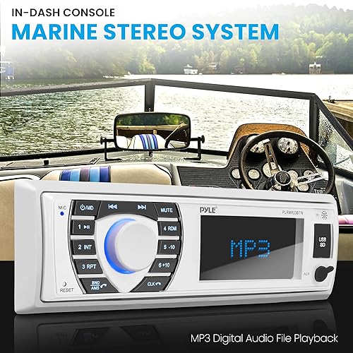 Miniatura 7 de Pyle Altavoces de torre de wakeboard marinos impermeables + paquete estéreo receptor marino Bluetooth  Sistema de audio Bluetooth para barco de 300