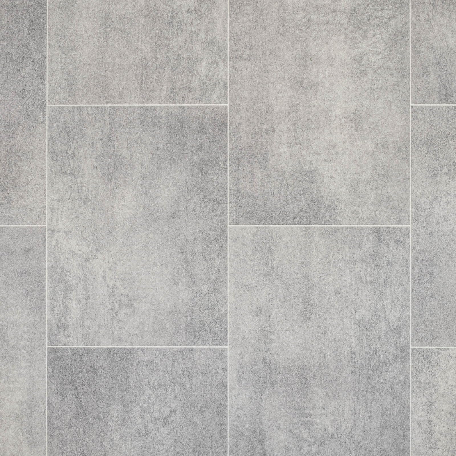Light Grey Modern Tile Effect Eclipse Vinyl Flooring 2mm Thick Lino Roll Bathroom Kitchen (2m Wide x 2.5m Long)