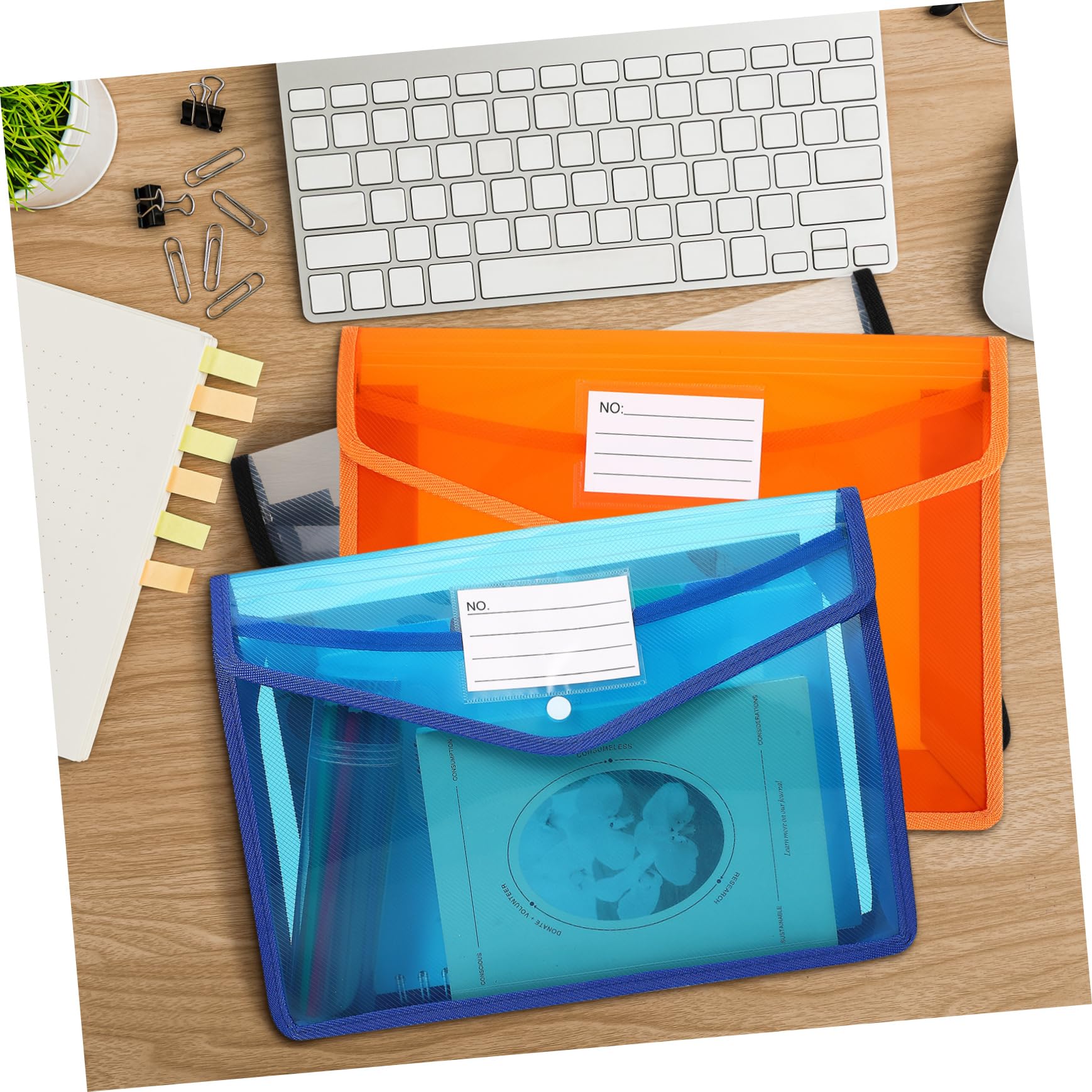 7 Buste Per Documenti in Plastica Trasparente Con Chiusura A Bottone Automatico Cartelle Portadocumenti A4 Per Organizzazione Ufficio Borse Per Cancelleria Trasparenti