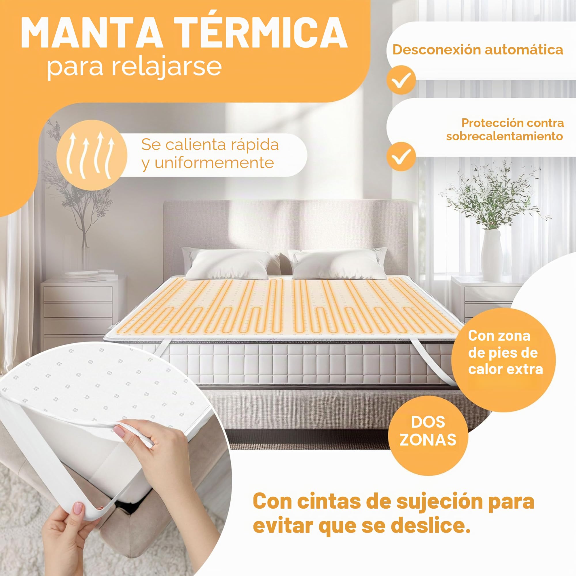 KESSER® Manta térmica doble para debajo de la cama de 160 x 140 cm con apagado automático, 2 zonas de temperatura, control remoto, manta eléctrica con 3 niveles de temperatura, base térmica para cama